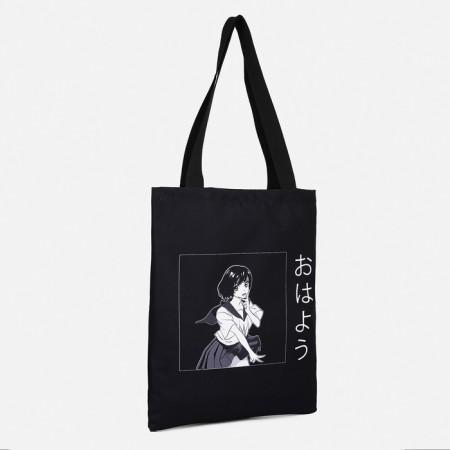Shoper bag without fastening, black color