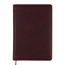The diary is low, a solid cover of leatherette with foam rubber, thermo embossing, perforation, lies, cream block 70 g/m2, brown