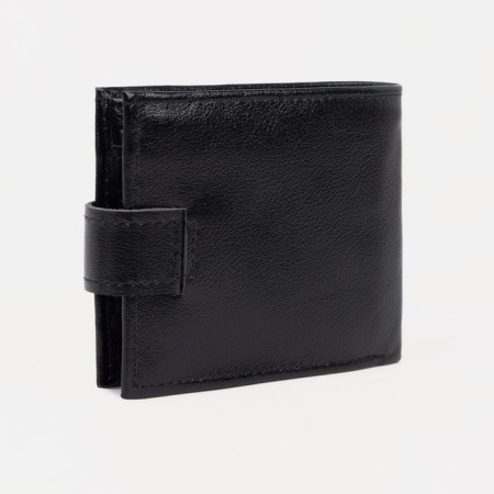Male purse on a button, for bills, for cards, for coins, black color-1