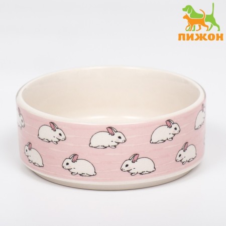 Ceramic "Rabbits" 200ml, 10.5 x 4 cm, pink