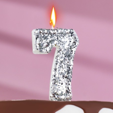 Candle in the cake "Square", number "7", silver, 6.5x4