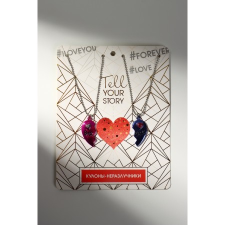 Kulons "Demetrons" Bright hearts, the color is pink blue in silver, 45 cm-4