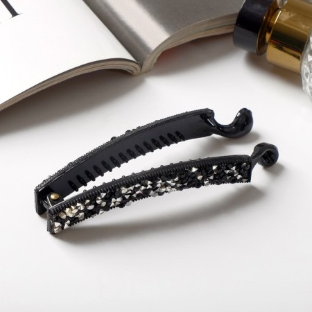 Hair banana "Emma" 10 cm, silver-black-1