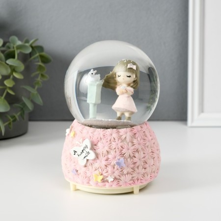 Souvenir Polystone Water Ball Light, Music "Flower Polyanka and Baby" MIX 10x10x14.5 cm-3