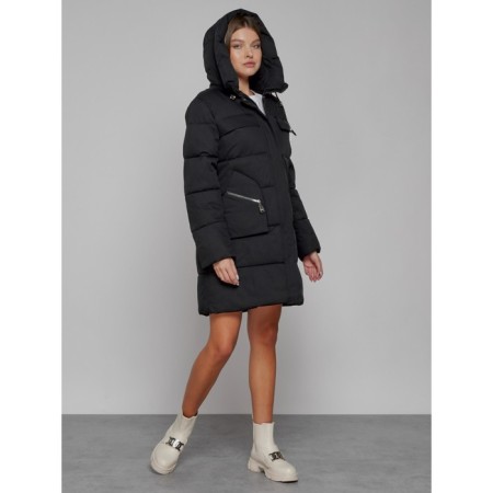 Coat insulated winter female, size 54, black color-5