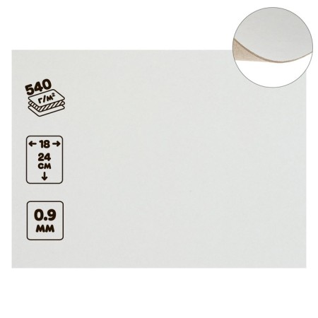 Binding cardboard (shell -shaped) 0.9 mm, 18 x 24 cm, 540 g/m2, white