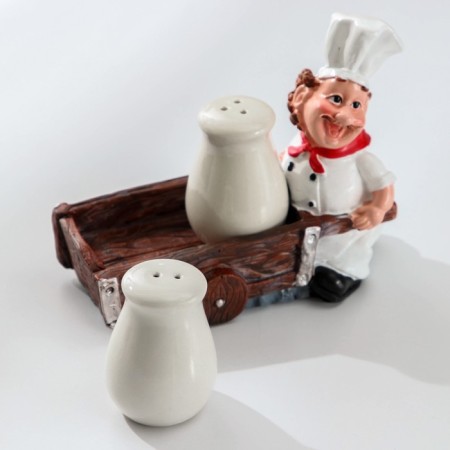 Ceramic set for spices "Cook with a cart", 2 items: Solonka, List, 60 ml-4