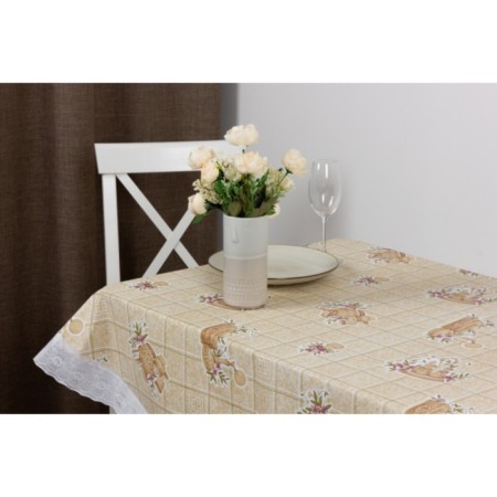 MEIWA tablecloth, oval, 132 x 178 cm, beige color