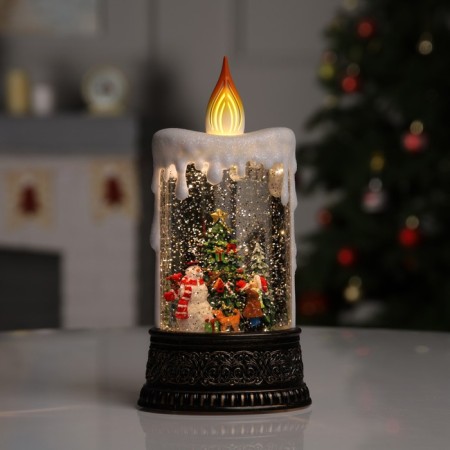 LED figure “Snow with a snowman” 12.3 × 24 × 8 cm, plastic, AAX3 batteries (not in the kit), USB, glow warm white