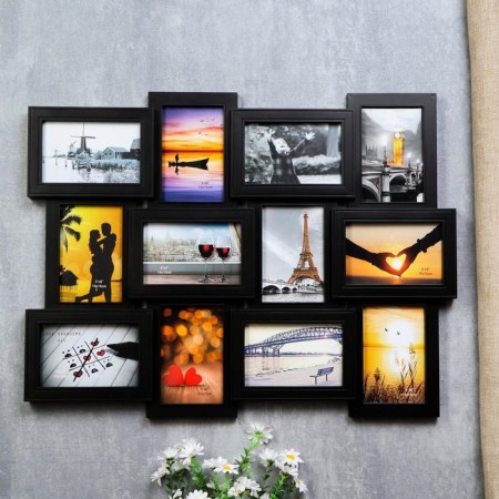 Photo frame plastic in 12 photos 10x15 cm "Laconicity" black 46x61 cm