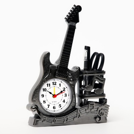 Alarm clock "Guitar", discrete move, with a pencil, 1aa, 15.5 x 22 x 5.5 cm, silver-1