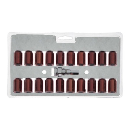 Wheel nuts JN-302, 12x1.25, 32 mm, cone, set 20 pcs + key, red-10