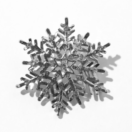 New Year! Brooch "Patterned snowflake", white color in silver-1