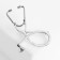Brooch "Stethoscope", white color in silver