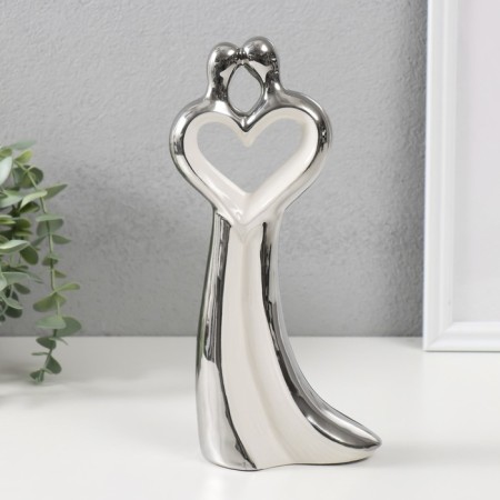 Souvenir ceramics "One love for two" silver-white 24x11.5x5.5 cm-2