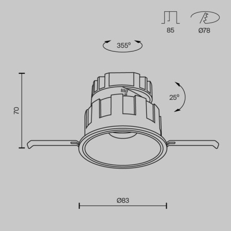 Lamp built-in Technical DL057-10W4K-B, 10W, 8.3x8.3x7 cm, LED, 680LM, 4000K, black color black-11