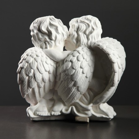 Luminous figure "A couple of angels sitting" 29x14x28cm white-3
