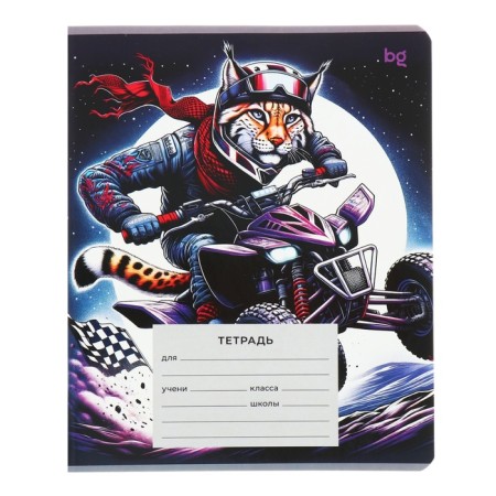 Notebook18 sheets, in the ruler, on the brackets "racers", covered cardboard, selective varnish, mix-4