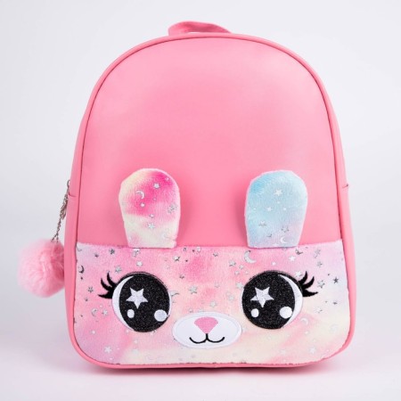 Baby backpack for girls made of artificial leather "Bunny", with a Plush pocket, 27x23 x 10 cm-1