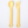 A set of children's dishes, 4 items: bowl, spoon, fork, chip with solid nose 200 ml, MIX color