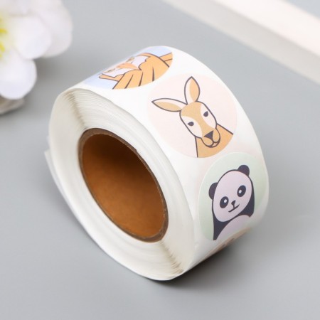 Stick Paper "Beasts in pastel colors" d = 2.5 cm 500 pcs in a roll 3x6x6 cm-1