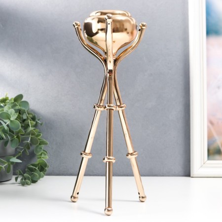 Summary Metal for 1 candle "Trinoga with a dome" gold 28x13x13 cm-2