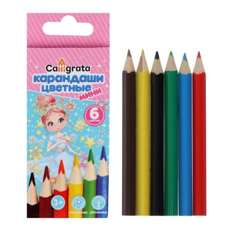 Pencils 6 flowers mini, calligrata "Princess"