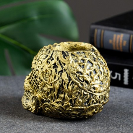 Kashpo - organizer "Skull Flower" aged gold, 11x7x7cm-3