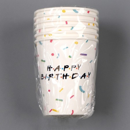 A one -time paper glass “Happy Birthday”, 250 ml, a set of 6 pcs.-4