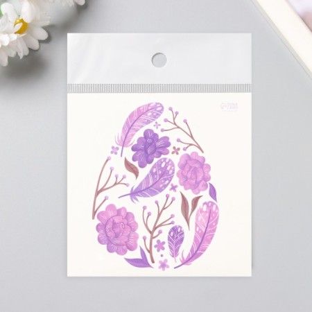 Tattoo on the body color "Egg with purple patterns" 10x10 cm-3