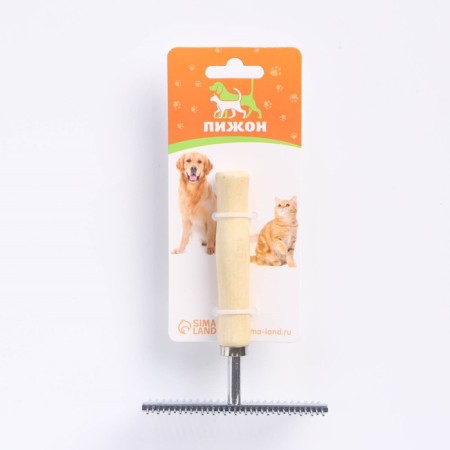 Combuscular comb there is double -sided, wooden handle-3
