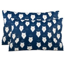 A set of pillowcases, size 40x60 cm, print, white bears, blue color - 2 pcs.