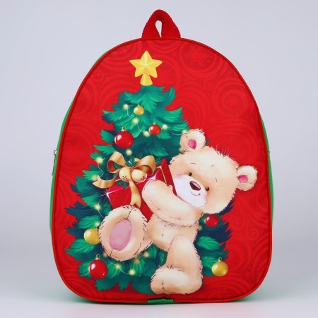 New Year's children's backpack "Bear with a Christmas tree", 30*25 cm, for the New Year-1