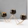 Summary Metal for 3 candles "black marble with golden veins - zig -zag" gold 41x19cm