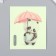 The plastic sticker glows in the dark on the switch "Panda with an umbrella and a mug" 10x12 cm