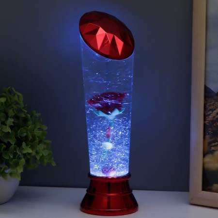 Lava-lamp "Rose" LED from 3haa USB batteries Red 7.5x6.5x25cm-5