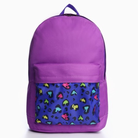 School Youth Backpack "Leopard", 33x13x37, lightning department, n/pocket, purple-2