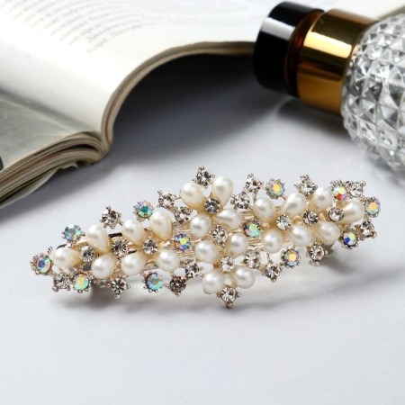 Hair hair clip "Hege" classics, 10 cm, silver-white