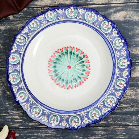 The pancake of the Rishtan ceramics "Patterns", 24 cm, blue-2