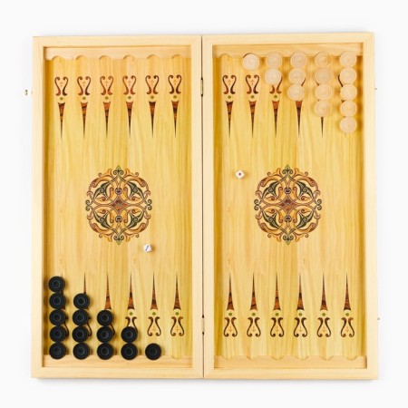 Wooden backgammon large with checkers, board game "Soldier", 60 x 60 cm-1