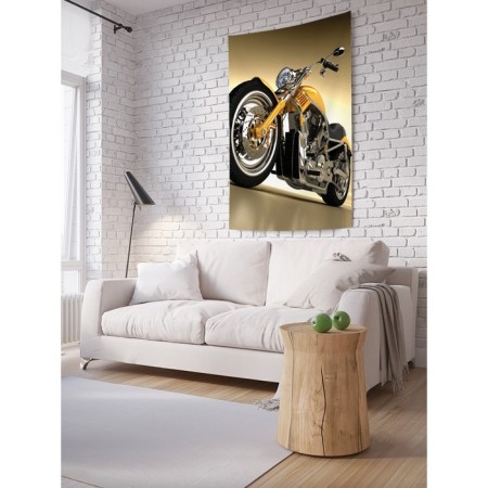 Decorative panel with photo printing "Yellow Motorcycle", vertical, size 150x200 cm