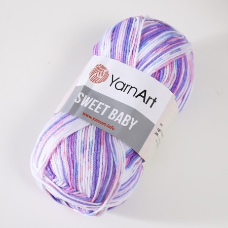 Yarn "Sweet Baby" 100% acrylic 300m/100g (904 lilac-white)-1