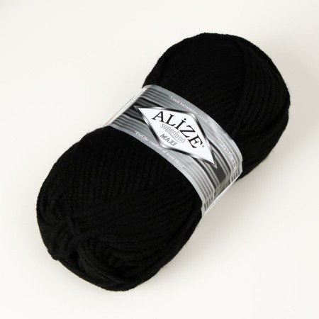 Yarn "Superlana Maxi" 75% acrylic, 25% wool 100m/100g (60 black)-1