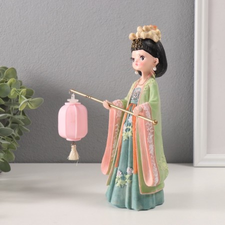 Souvenir Polystone Light "Girl in a kimono with a flashlight" Green 1xlr41 7.6x14x22 cm-4