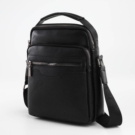 Male bag over the shoulder, Textura, 3 external pockets, black color-5