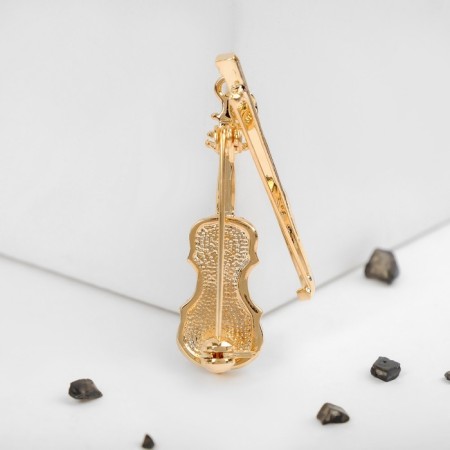 Brooch "Violin", black and white color in gold-2
