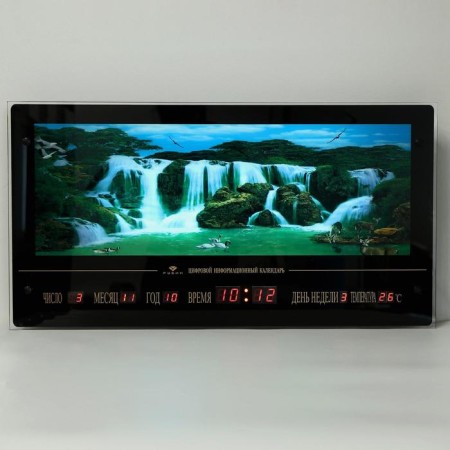 Light picture "Waterfall and Swans" with inf. calendar, with backlight, 70x37 cm-1