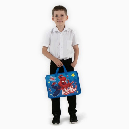 Plastic folder with A4 handles, on a zipper, 80x330x240 mm, spider-man-7