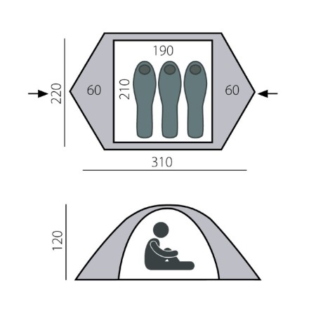 BTRACE FLEX 3 tent is fast -fast, two -layer, three -seater, green color-1