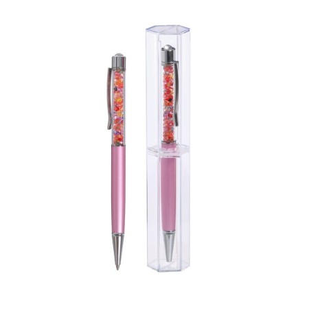 Handle Gift ball in a plastic case is a pink rhinest rhinestone with silver